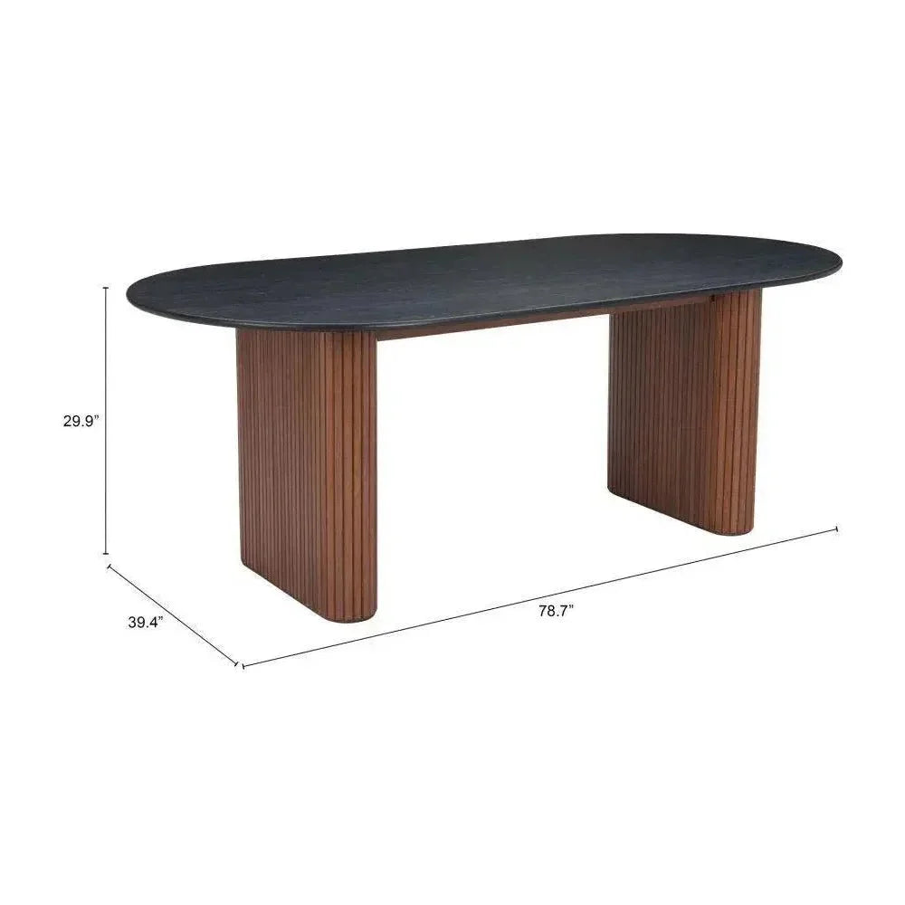 Lassig Wood Black & Walnut Oval Dining Table
